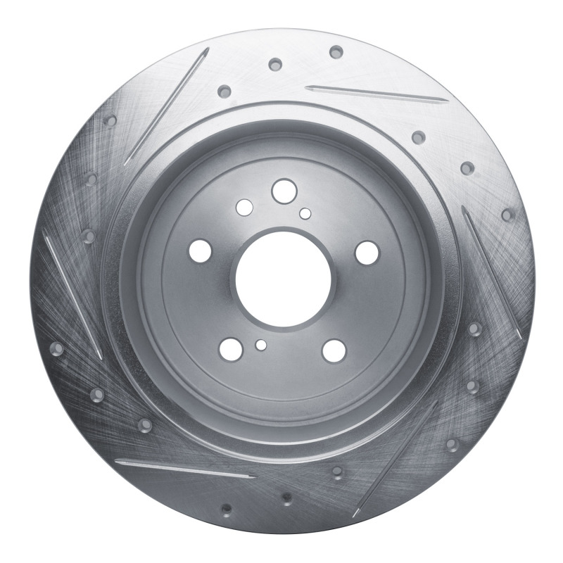 Toyota Venza Brake Rotor (1) - Rear Right - R1 Concepts - Drilled & Slotted - Silver - `09-`15